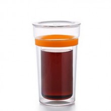 СТАКАН С КРЫШКОЙ "DOUBLE-WALL CUP" CLEAR/ORANGE