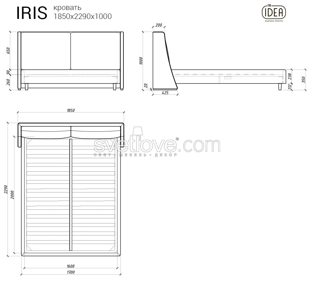 КРОВАТЬ "IRIS" (216) беленая береза/Ткань 1 кат.
