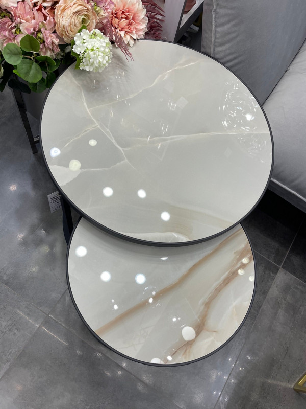 КОМПЛЕКТ СТОЛОВ "ONYX GRAY" (МЕТАЛЛ BLACK / СТОЛЕШНИЦА ONYX GRAY)