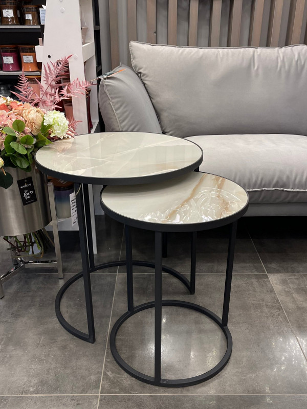 КОМПЛЕКТ СТОЛОВ "ONYX GRAY" (МЕТАЛЛ BLACK / СТОЛЕШНИЦА ONYX GRAY)