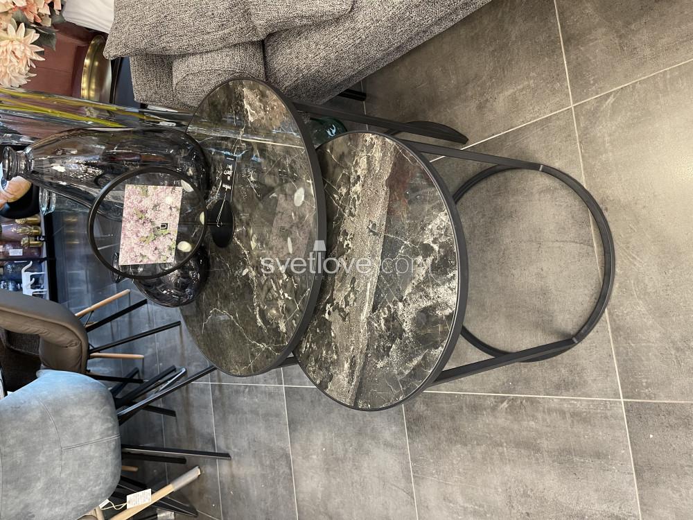 КОМПЛЕКТ СТОЛОВ "SET COSMOS" BLACK 60+46 (МЕТАЛЛ BLACK / СТОЛЕШНИЦА BLACK GLOSS)